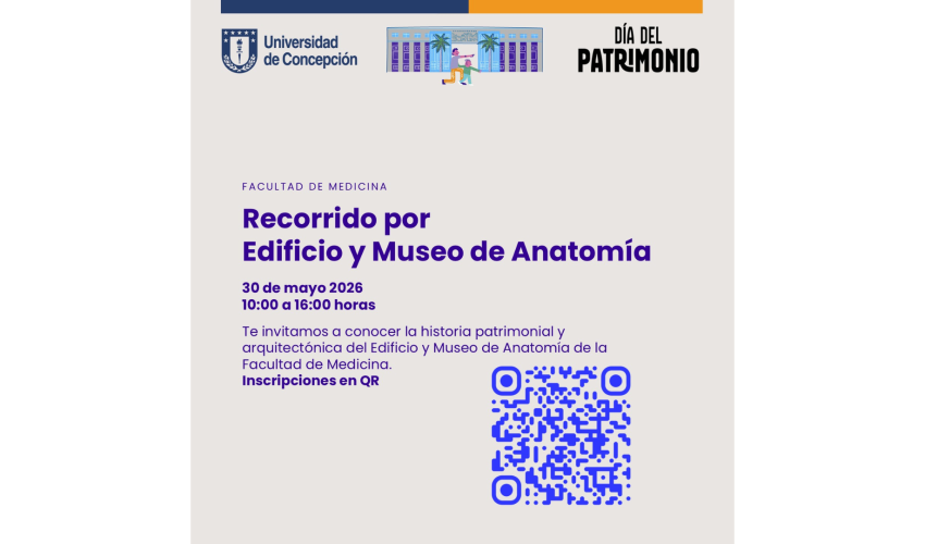 Invitación grupo de personas a participar en un recorrido guiado por el Edificio de Anatomía y el Museo de Anatomía de la Universidad de Concepción