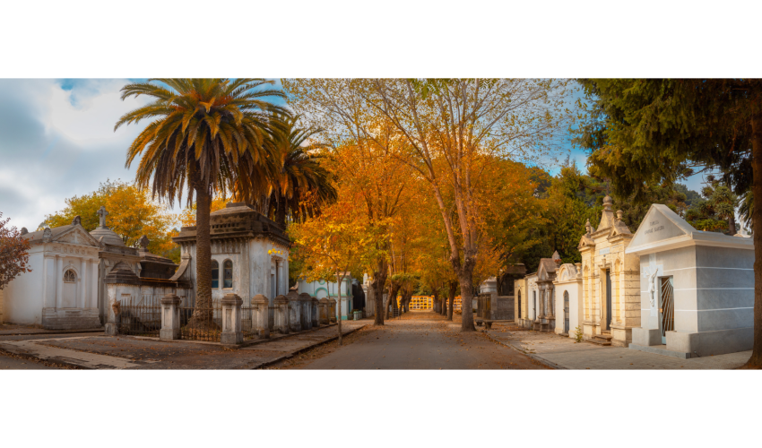 Hermosa vista otoñal del Sector Patrimonial de Cementerio General de Concepción.