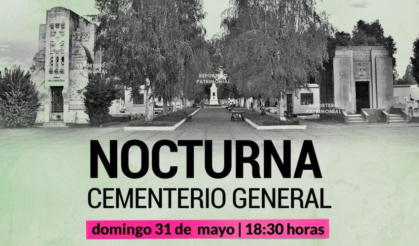 Ruta Nocturna Cementerio General 📅 Domingo 31 de mayo | 🕕 18:30 hrs 📍 Inicio desde Frontis Cementerio General (Av. Gabriela Mistral)